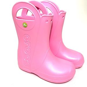 RARE NWOT Crocs pink rain boots junior size 2